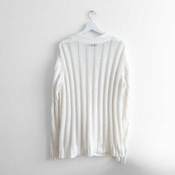 Pretty Garden Women Cable Knit Sweater Bohemian Comfy Soft & Warm White Large - Picture 2 of 4